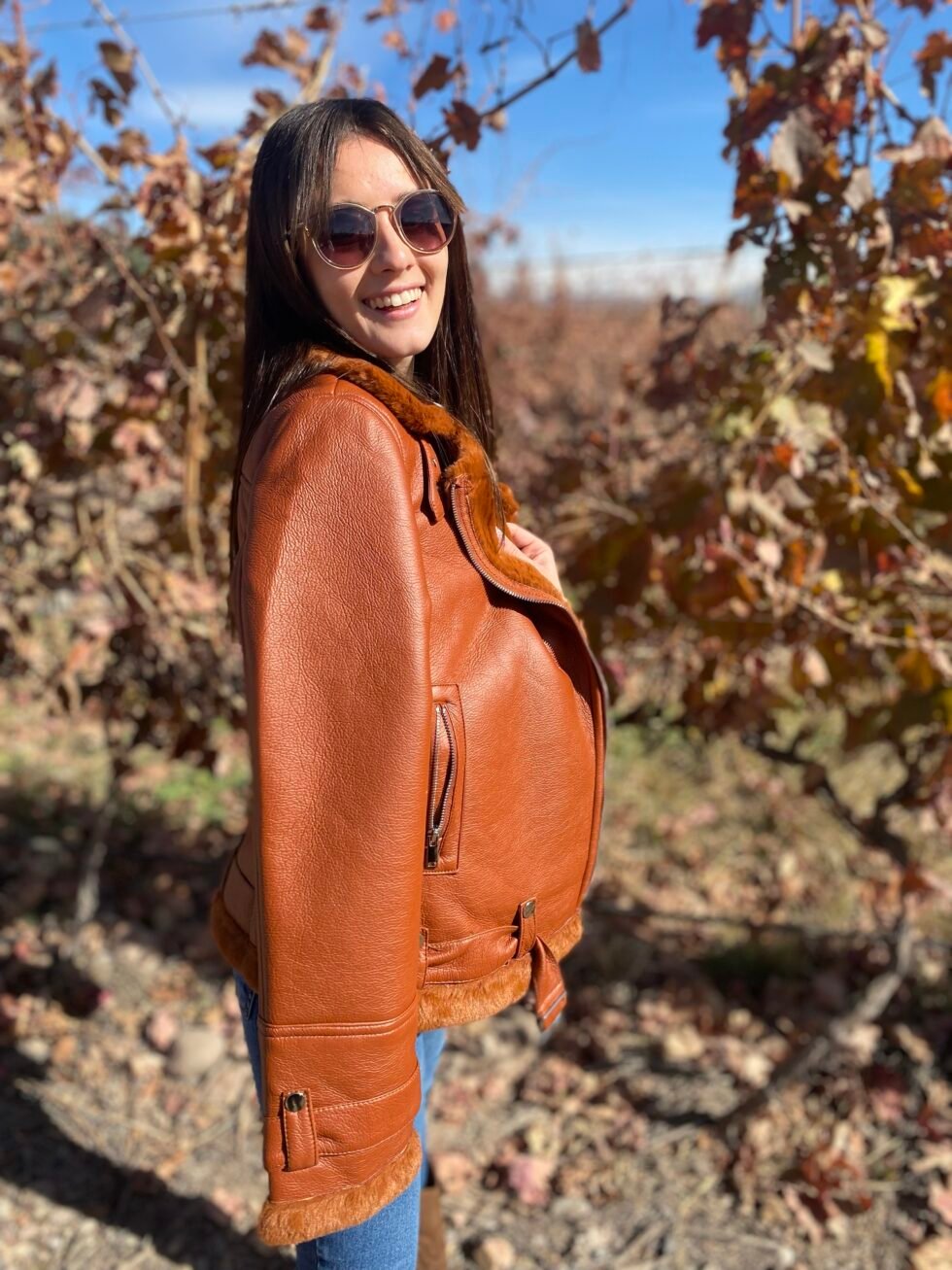 campera eco cuero piel terracota - Imagen 3