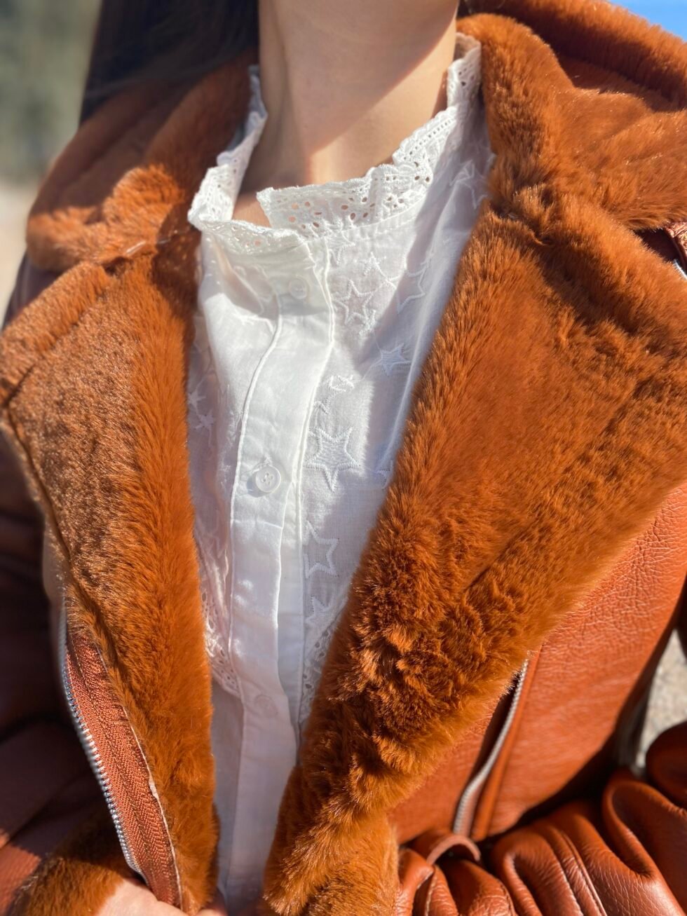 campera eco cuero piel terracota - Imagen 4