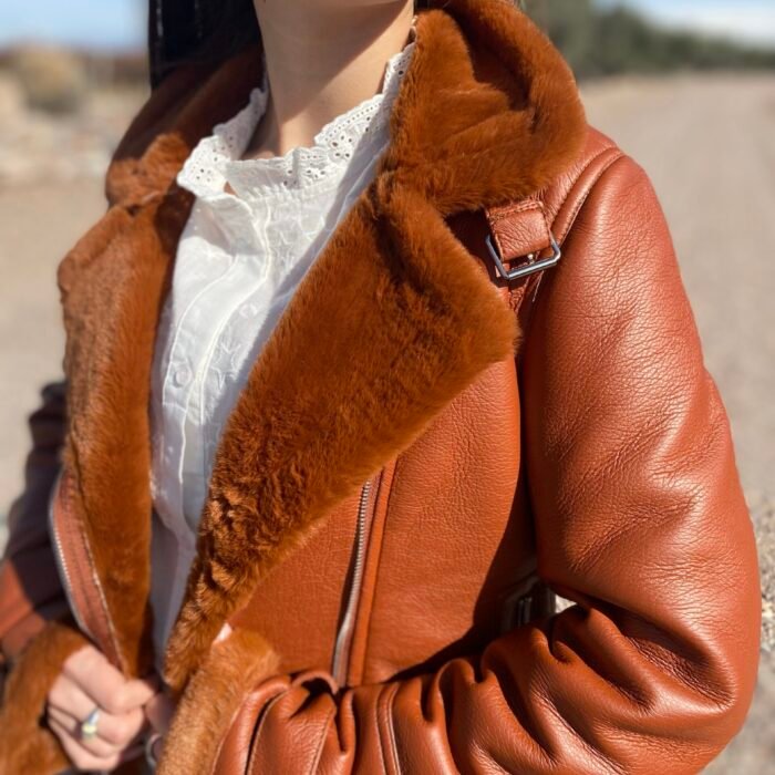 campera eco cuero piel terracota