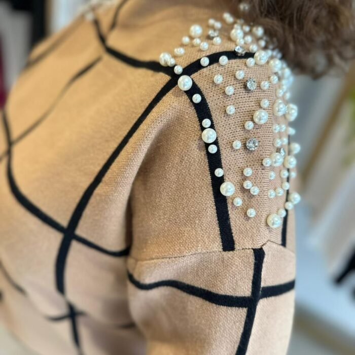 sweater cuadrille perlas beige