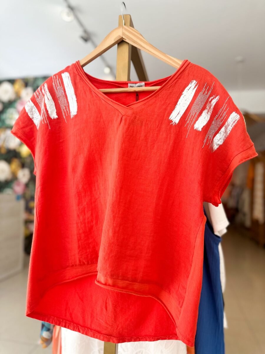 REMERA PIEL LIBRE PINCELADAS ROJA - Imagen 2