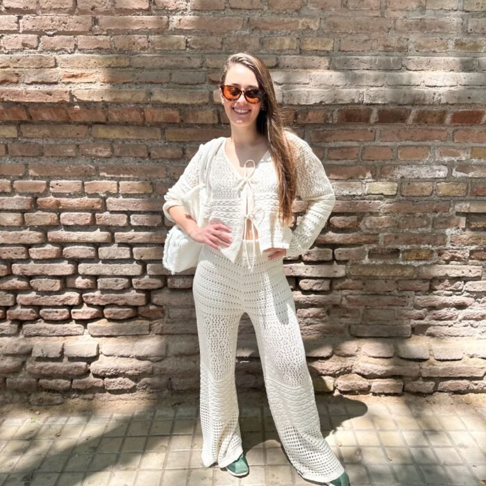 PANTALON FISHER manteca y negro