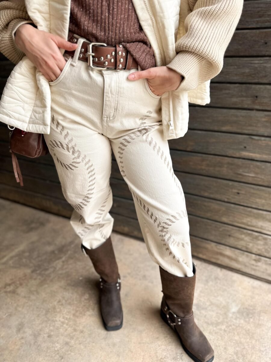 PANTALÓN MOM BORDADO 6112