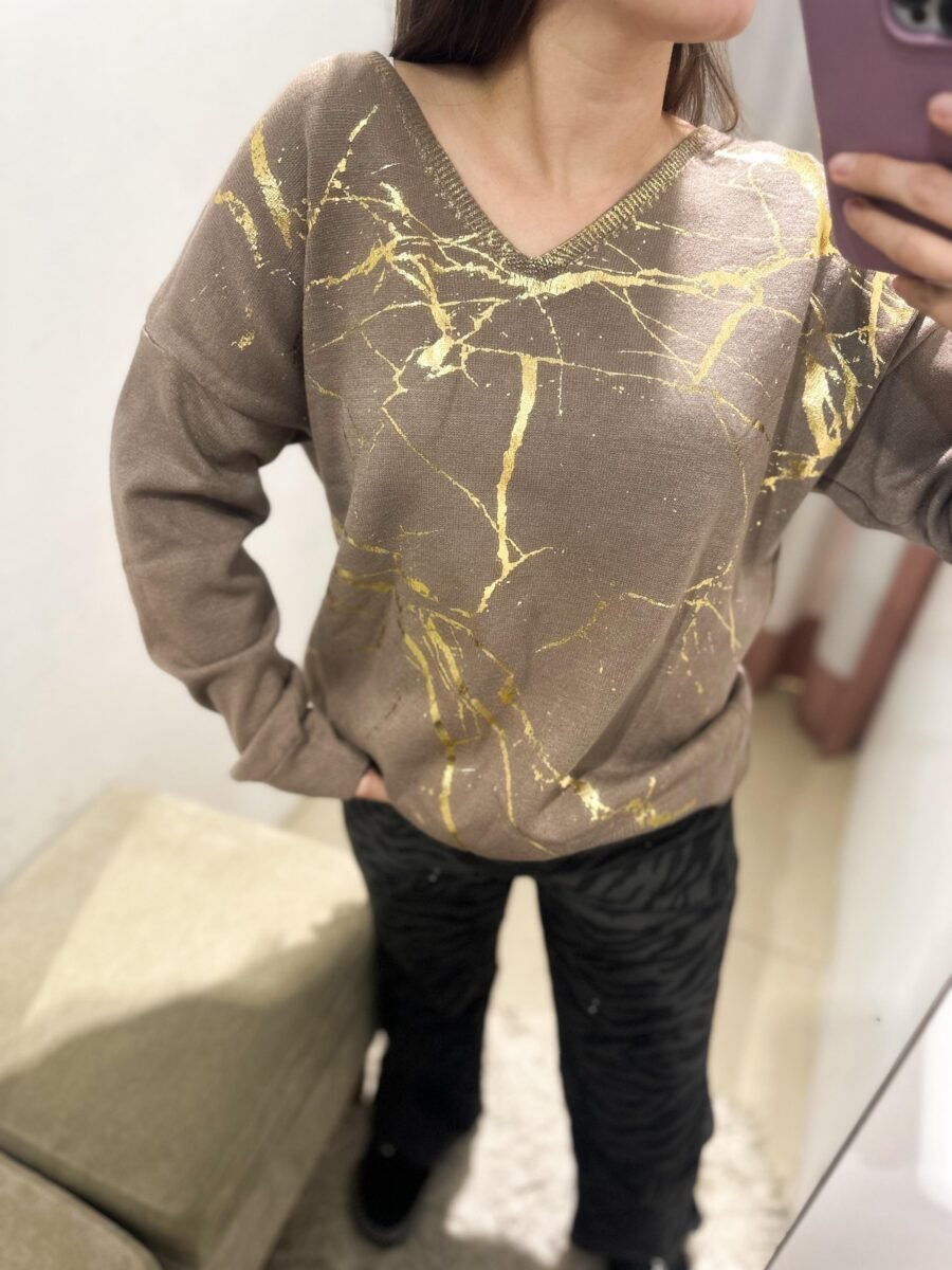 SWEATER STAMPING DORADO 4406 CHOCOLATE - Imagen 2