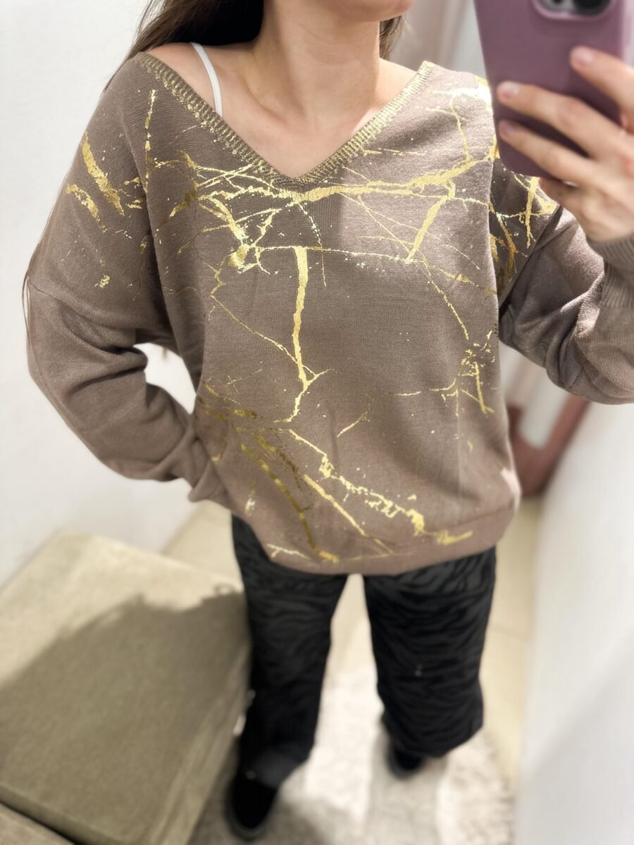 SWEATER STAMPING DORADO 4406 CHOCOLATE - Imagen 3