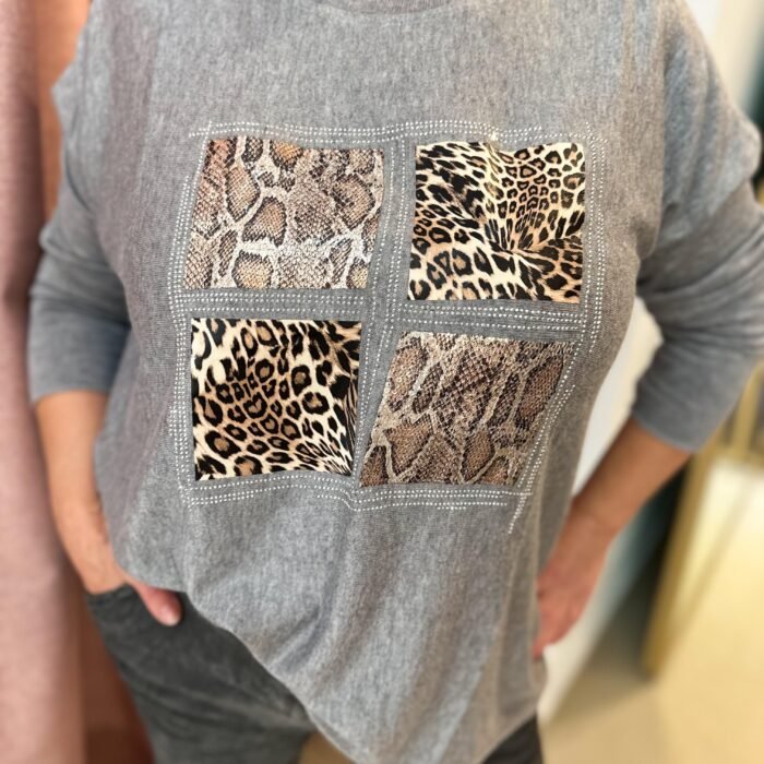 SWEATER CUADRADOS PRINT 4036 GRIS