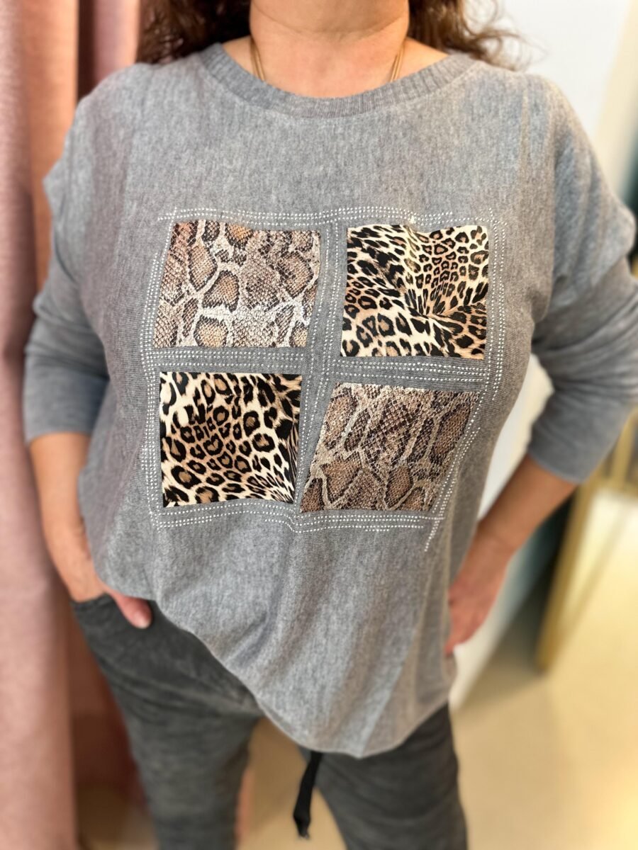 SWEATER CUADRADOS PRINT 4036 BLANCO - Imagen 4