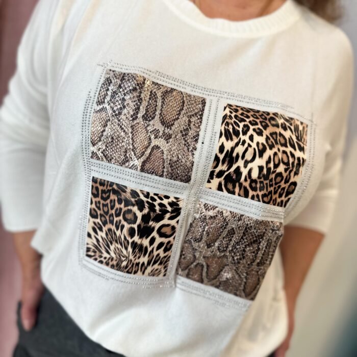 SWEATER CUADRADOS PRINT 4036 BLANCO