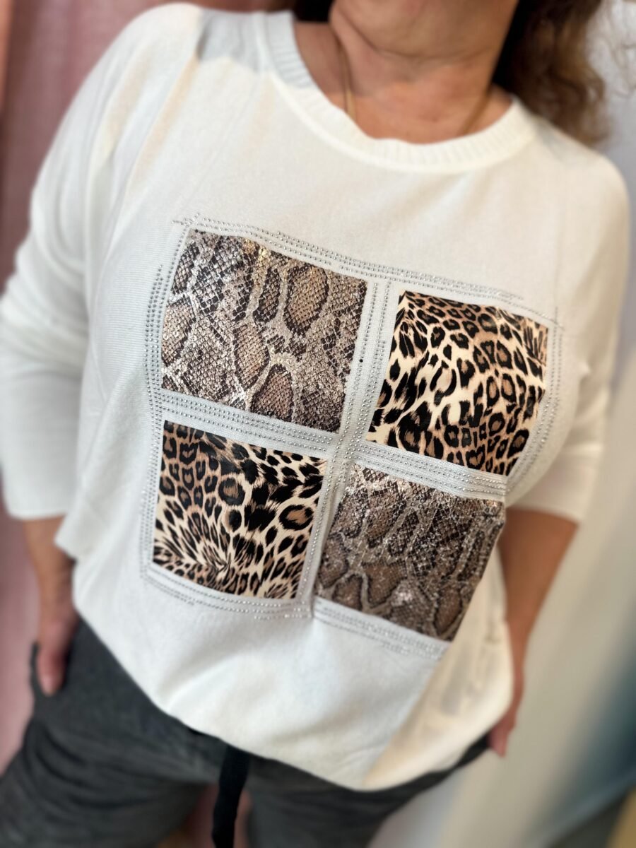 SWEATER CUADRADOS PRINT 4036 BLANCO