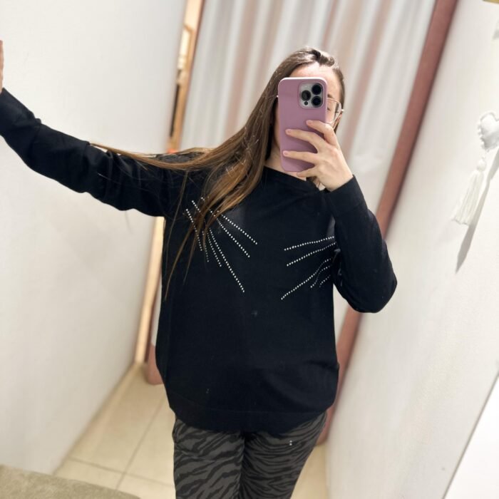 SWEATER BÁSICO STRASS 1030 NEGRO