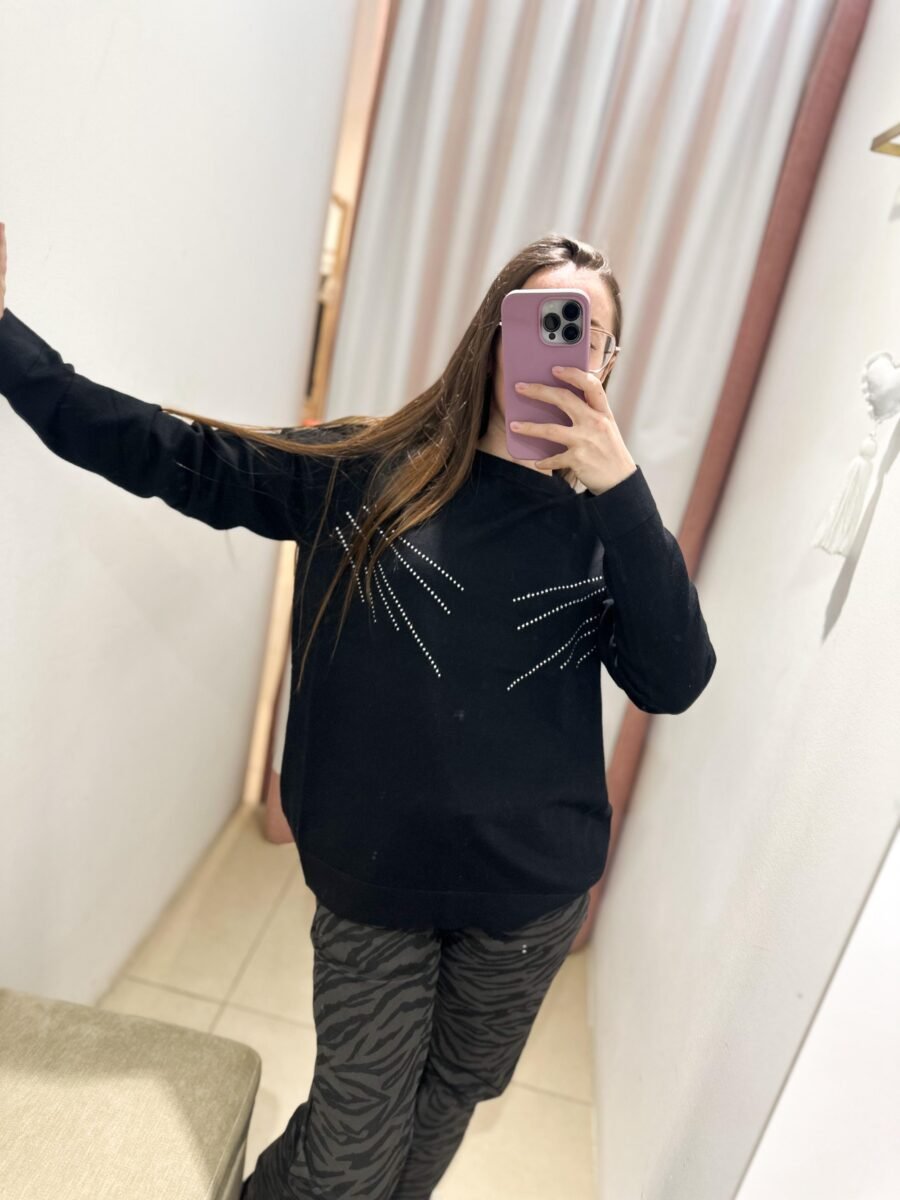 SWEATER BÁSICO STRASS 1030 NEGRO