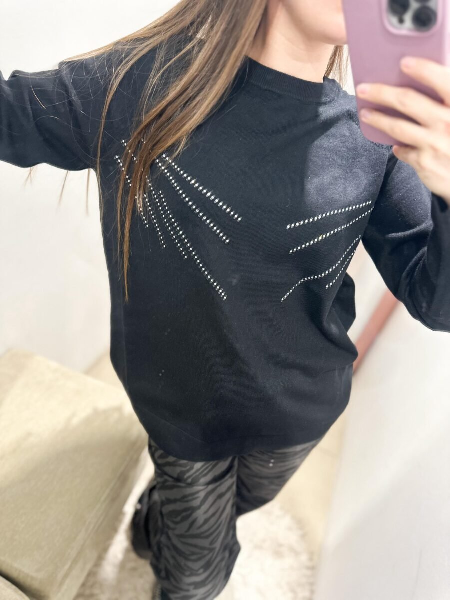 SWEATER BÁSICO STRASS 1030 NEGRO - Imagen 2