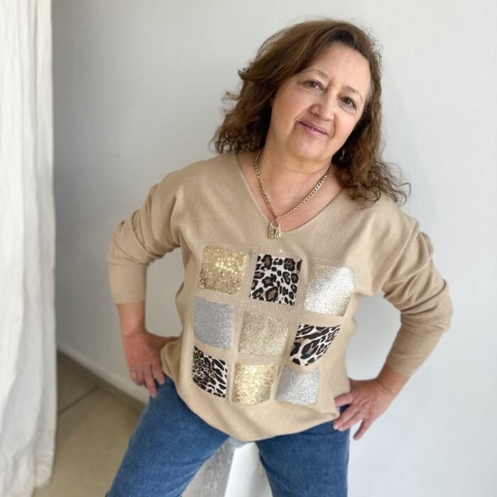 ITAL SWEATER BEIGE CON PARCHES 2003