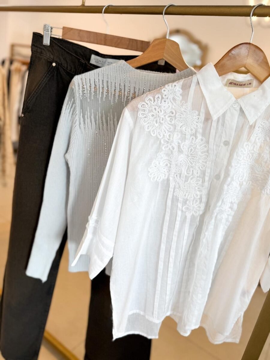 CAMISA HINDÚ 2510 BLANCA BORDADA - Imagen 3