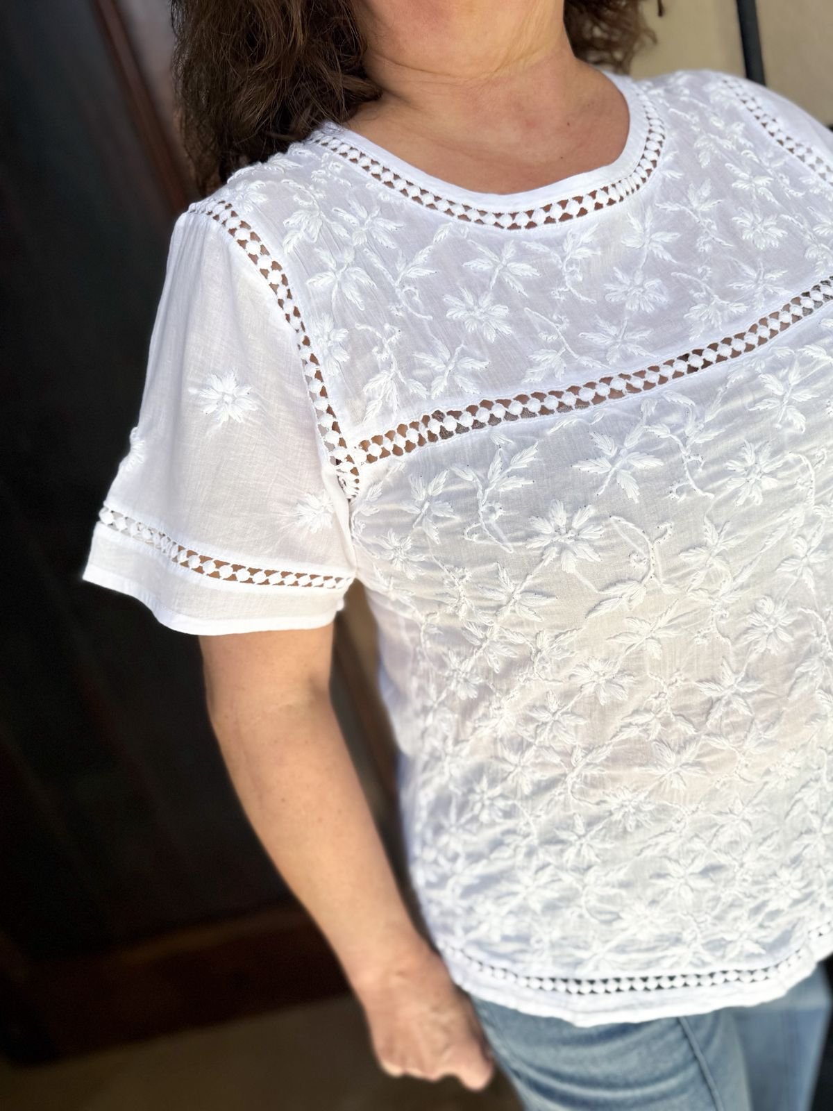 BLUSA HINDÚ 2505 BLANCA BORDADA