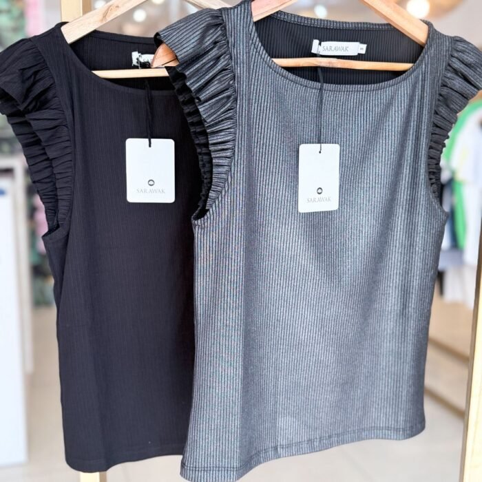 musculosa aleta volados plateada