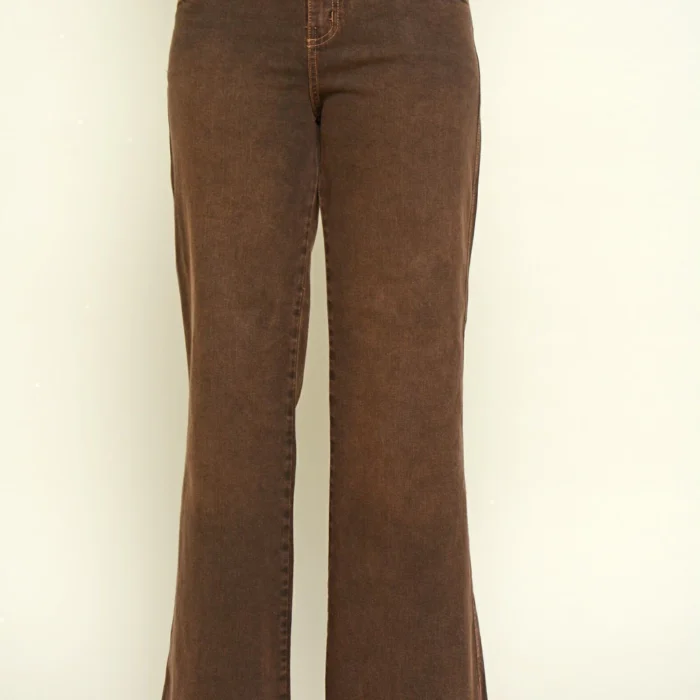 Pantalon PANDORA ancho detalle cuero choco