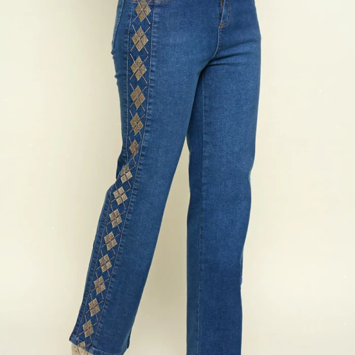 Recto TALIA bordado escoses azul