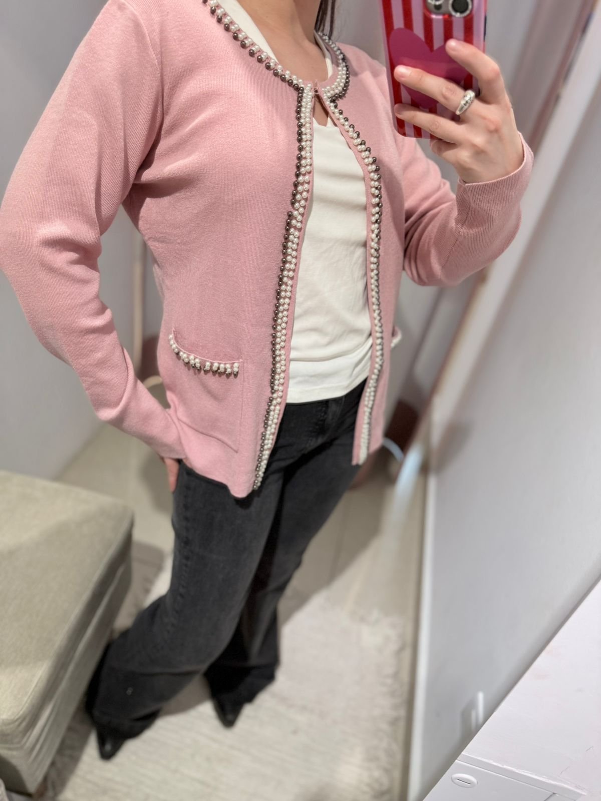 Cardigan perlas pink - Imagen 2