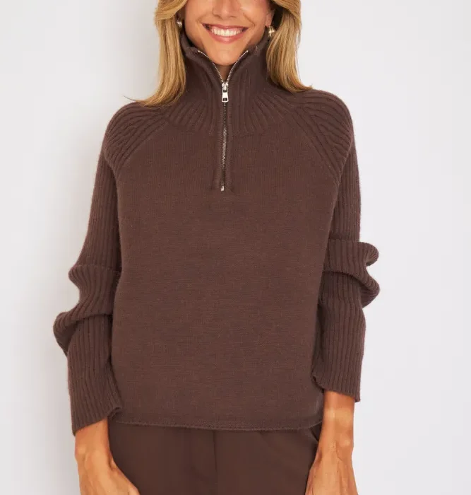 sweater medio cierre y morley en manga piel libre 638