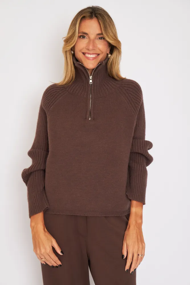 sweater medio cierre y morley en manga piel libre 638