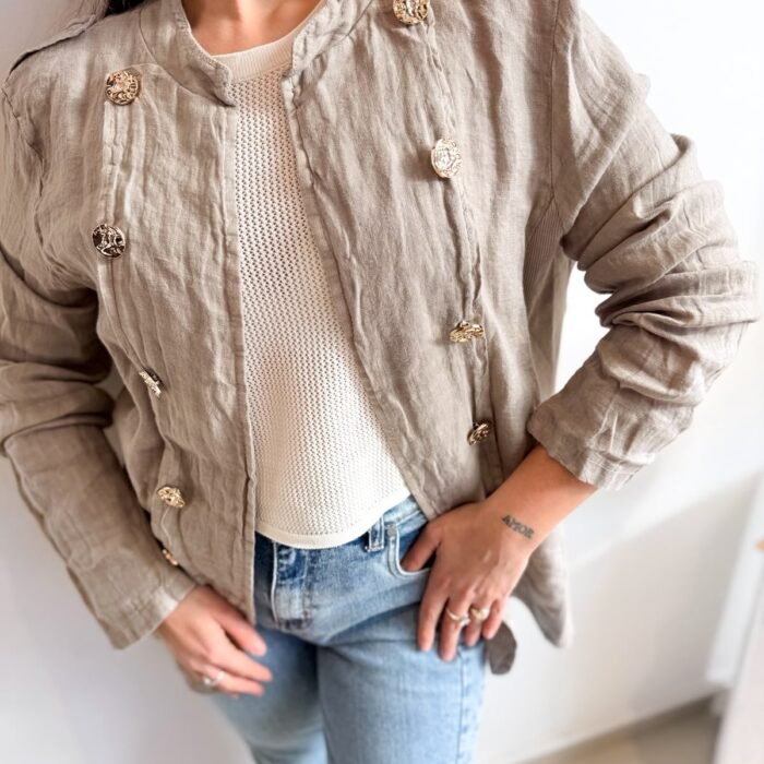 blazer lino tipo napoleon 908 dos colores