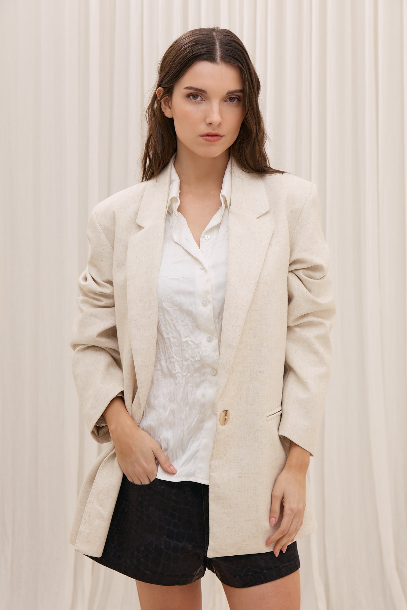 BLAZER DE LINO crudo - Imagen 3